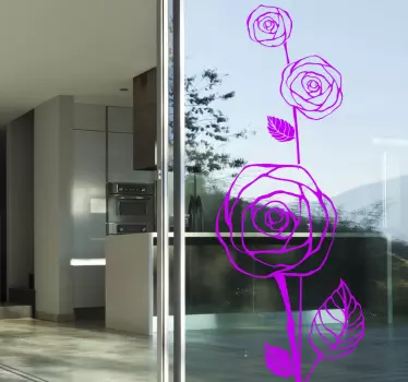 Sticker decorativo contorno rosas - TenStickers
