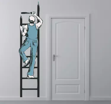 Sticker decorativo pintor e escada - TenStickers