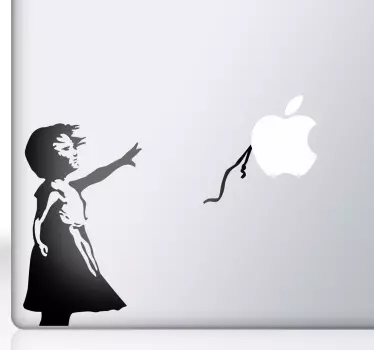 Sticker decorativo rapariga Banksy laptop - TenStickers
