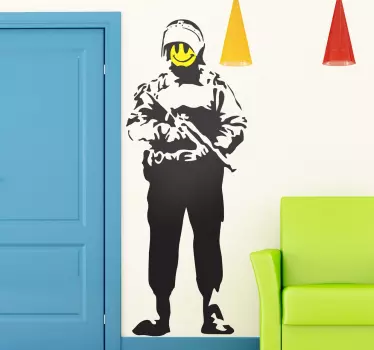 Sticker polícia smiley Banksy - TenStickers