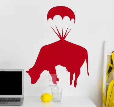 Vaca banksy com para-quedas - TenStickers