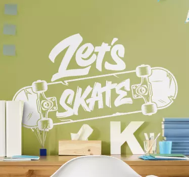 Vamos andar de skate com vinil decorativo para janelascom letras - TenStickers