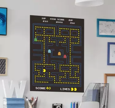 Vinil autocolante decorativo de videojogos Pacman - TenStickers