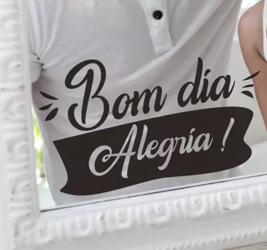Vinil autocolante decorativo para espelho Bom dia, alegria! - TenStickers