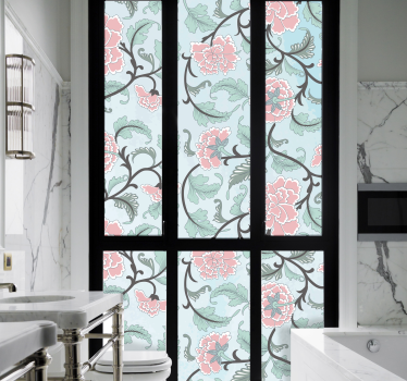 Vinil autocolante decorativo para janela de flores japonesas - TenStickers