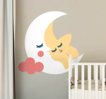 Vinil autocolante Lua e estrela - TenStickers