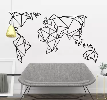 Vinil autocolante mapa mundo origami - TenStickers