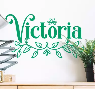 Autocolante nome personalizado com folhas - TenStickers