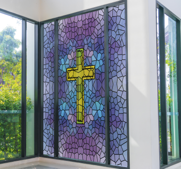 Vinil autocolante para janelas vitral Cruz de Cristo - TenStickers