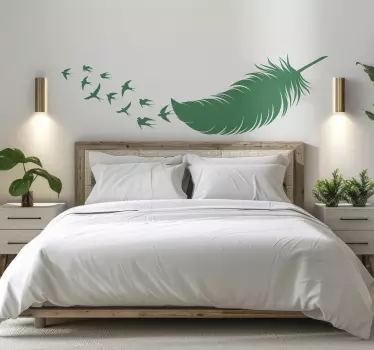 Autocolante quarto de dormir penas e pássaros - TenStickers