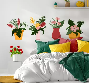 Autocolante quarto de dormir vasos de flores - TenStickers