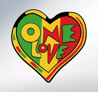 vinil autocolante rasta coração one love - TenStickers