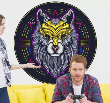 Vinil autocolante videojogo Lobo neon de jogo - TenStickers