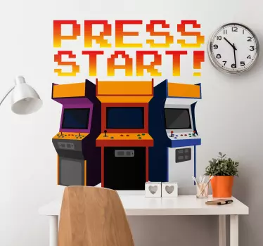 Vinil autocolante videojogo Pressione iniciar máquinas de arcade - TenStickers