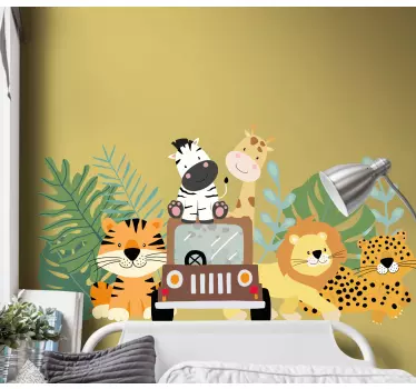 Vinil cabeceira Animais de safári com leão-zebra e girafa - TenStickers