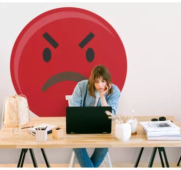 Vinil cartazes Cara de emoji vermelha com raiva - TenStickers