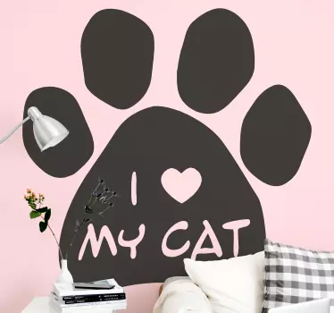 Vinil com animais de estimação Eu amo minha pegada de gato - TenStickers