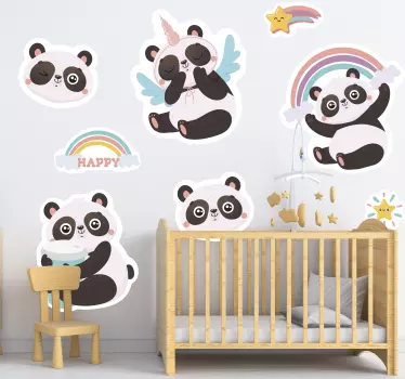 Vinil com animais selvagens Conjunto de pandas - TenStickers
