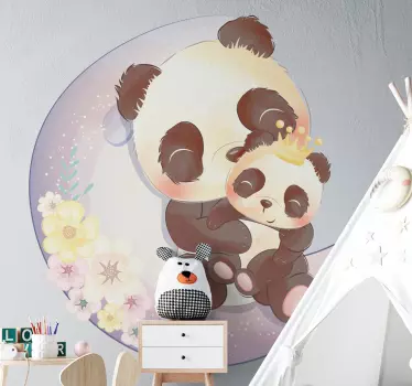 Vinil com animais selvagens Dois pandas na lua - TenStickers