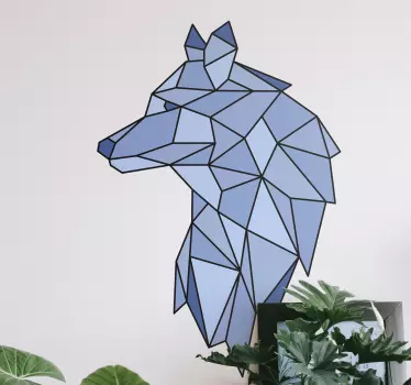 Vinil com animais selvagens Lobo geométrico nórdico azul - TenStickers