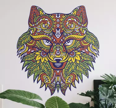 Vinil com animais selvagens Lobo mandala - TenStickers