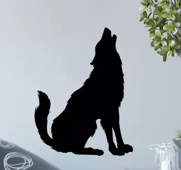 Vinil com animais selvagens Monocolor wolve uivando - TenStickers
