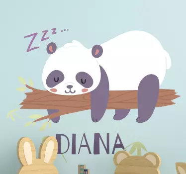 Autocolantes com animais selvagens Panda com nome - TenStickers