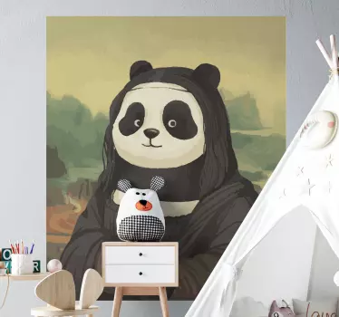 Vinil com animais selvagens Panda como uma monalisa - TenStickers