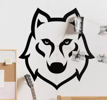 Vinil com animais selvagens Vetor cabeça de lobo monocolor - TenStickers