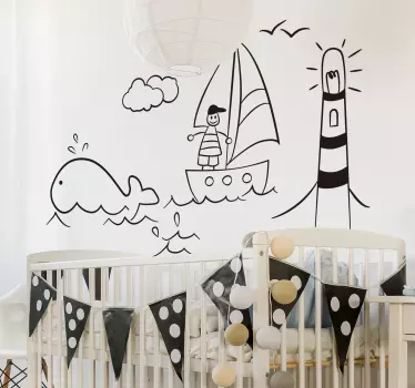 Autocolantes com desenhos Criança desenho praia - TenStickers