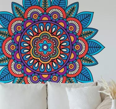 Vinil com padrões florais Mandala colorida brilhante - TenStickers