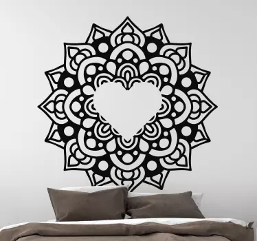 Vinil com padrões florais Mandala com moldura em forma de coração - TenStickers