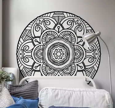 Vinil com padrões florais Mandala preto e branco boêmio - TenStickers