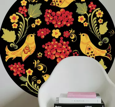 Vinil com padrões florais Ornamento de folk eslovaco de fundo esc - TenStickers
