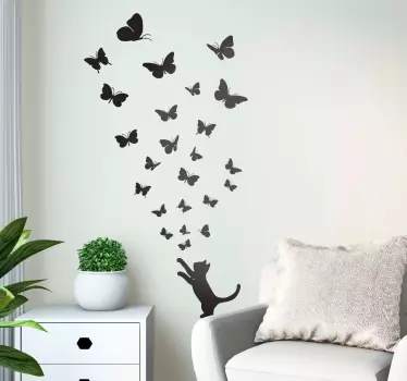 Vinil decorativo borboletas e gatos - TenStickers
