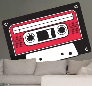 Vinil decorativo cassete vermelho e preto - TenStickers