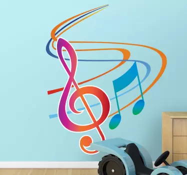 Vinil decorativo clave de sol colorida - TenStickers