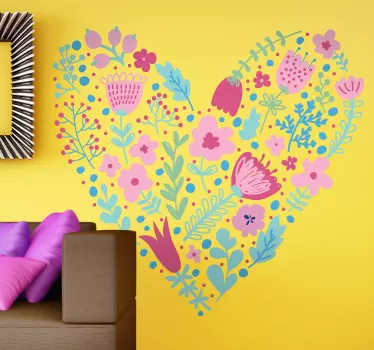 Vinil Decorativo Coração Floral - TenStickers