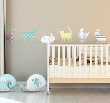 Autocolante decorativo texturas geométricas animais pastel - TenStickers