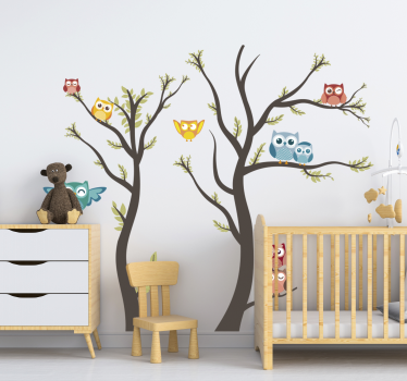 Vinil decorativo de animais selvagens Corujas tons pastel  - TenStickers