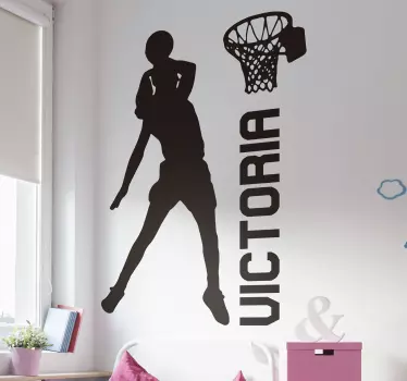 Vinil decorativo de basquetebol jogadora a encestar - TenStickers