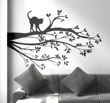 Vinil decorativo de animais gato na árvore - TenStickers