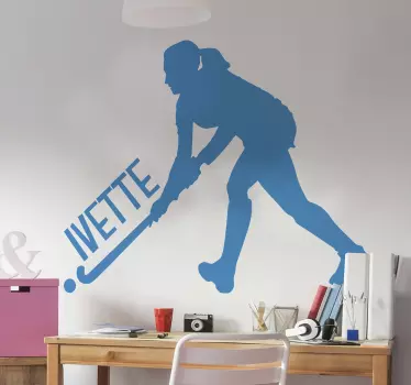 Vinil decorativo de jogadora de hóquei com nome - TenStickers