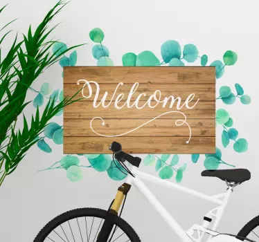 Vinil decorativo de texto folhas de eucalipto Welcome - TenStickers