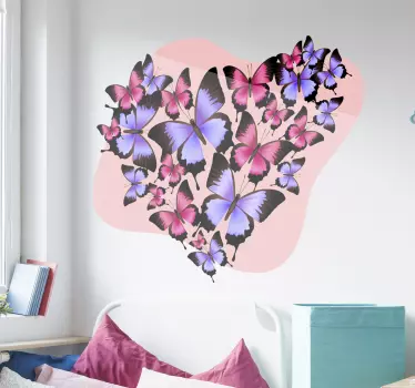 Vinil decorativo do amor coração de borboletas - TenStickers