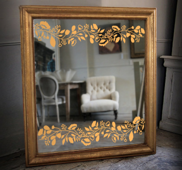Vinil decorativo espelho detalhe floral romântico - TenStickers