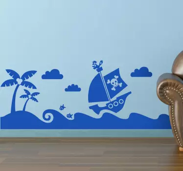 Vinil decorativo infantil barco pirata - TenStickers