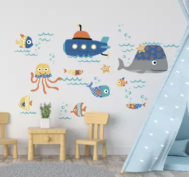 Autocolante decorativo infantil peixes marinhos - TenStickers