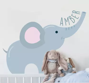 Vinil decorativo infantil Elefante com nome na tromba - TenStickers