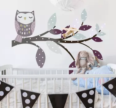 Vinil decorativo infantil estilo nórdico Coruja no ramo - TenStickers
